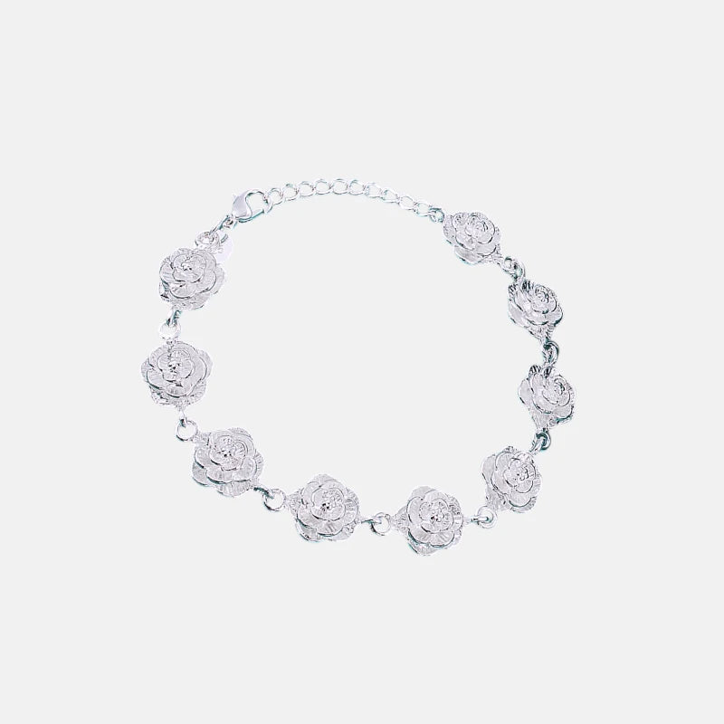 Pulseira Flores de Rosa em Prata 925