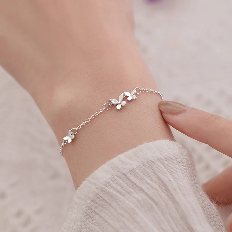 Pulseira Borboletas em Prata 925