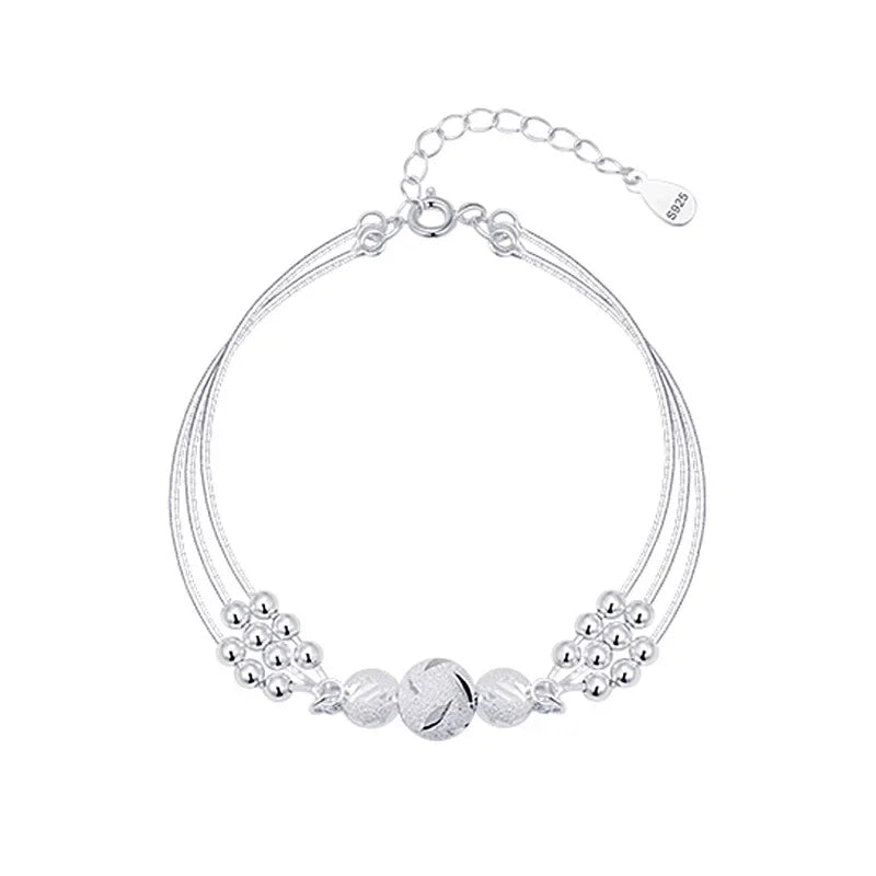 Fine 925 prata esterlina grânulo charme pulseira para mulheres meninas senhora bonito festa de casamento boêmio moda jóias presente nobre y2k