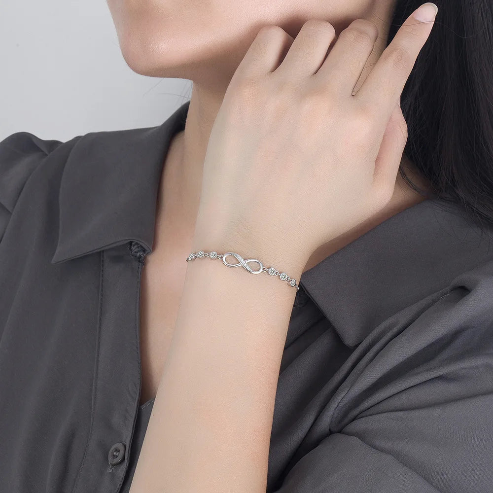 Nova fina 925 prata esterlina bonita pulseiras de cristal para mulheres moda jóias festa acessórios casamento presentes do dia dos namorados