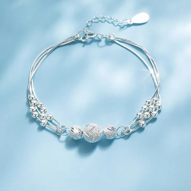 Fine 925 prata esterlina grânulo charme pulseira para mulheres meninas senhora bonito festa de casamento boêmio moda jóias presente nobre y2k