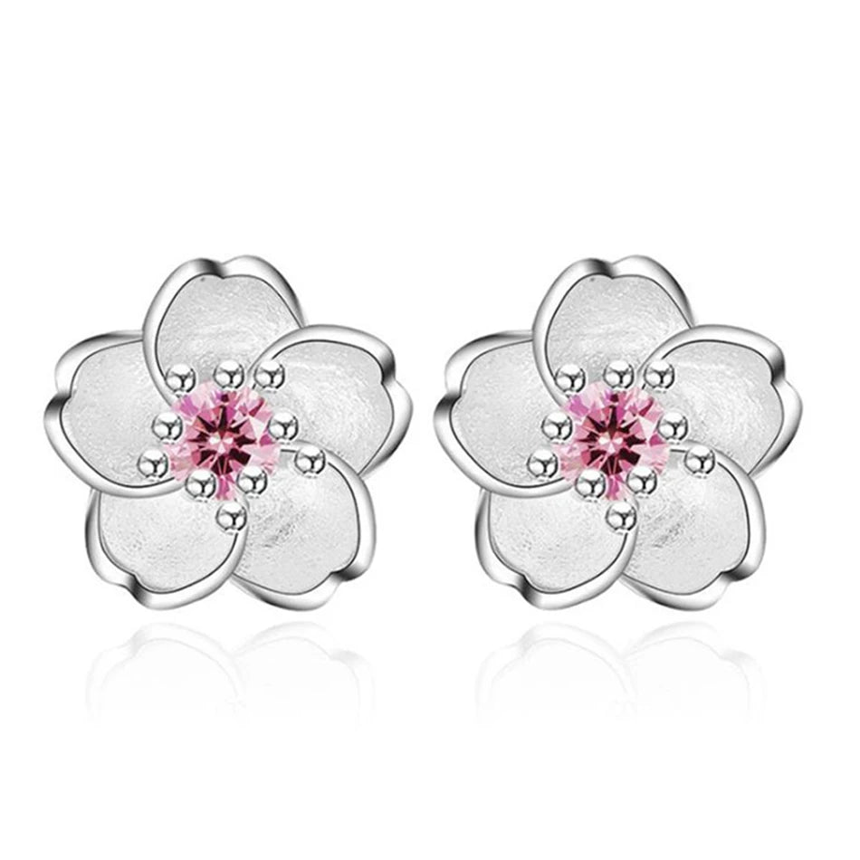 Chshine 925 prata esterlina moda feminina fungo ornamentos romântico cereja pequenos brincos limpos rosa roxo jóias de luxo