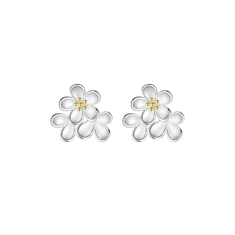 Brincos Trio de Margaridas em Prata 925